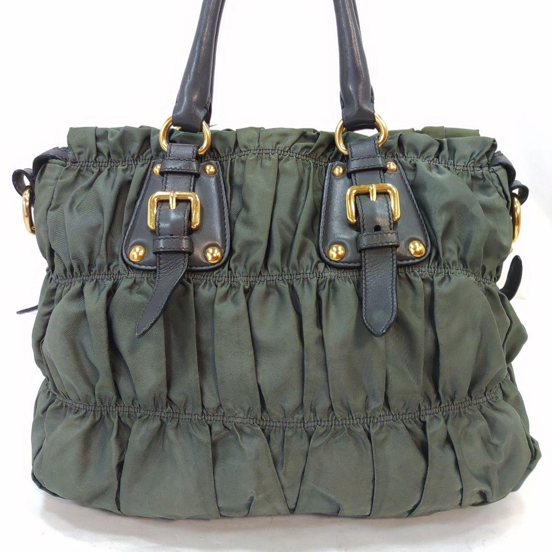 PRADA Hand Shoulder Bag Tote Purse 2way Nylon Leather Authentic