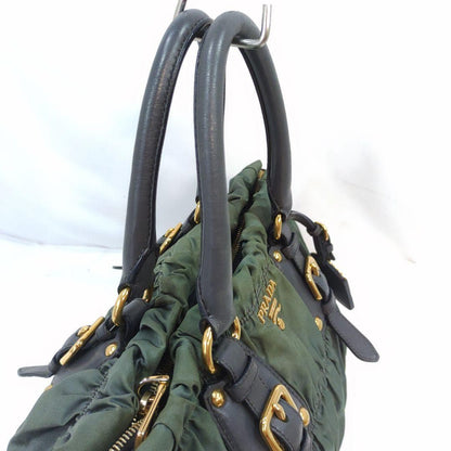 PRADA Hand Shoulder Bag Tote Purse 2way Nylon Leather Authentic