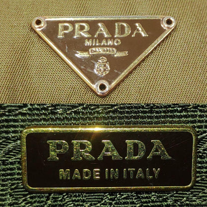 PRADA Shoulder Camera Bag Purse Logo Nylon Leather Brown Authentic