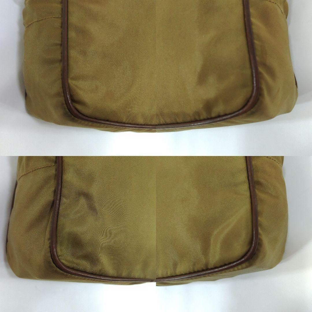PRADA Shoulder Camera Bag Purse Logo Nylon Leather Brown Authentic