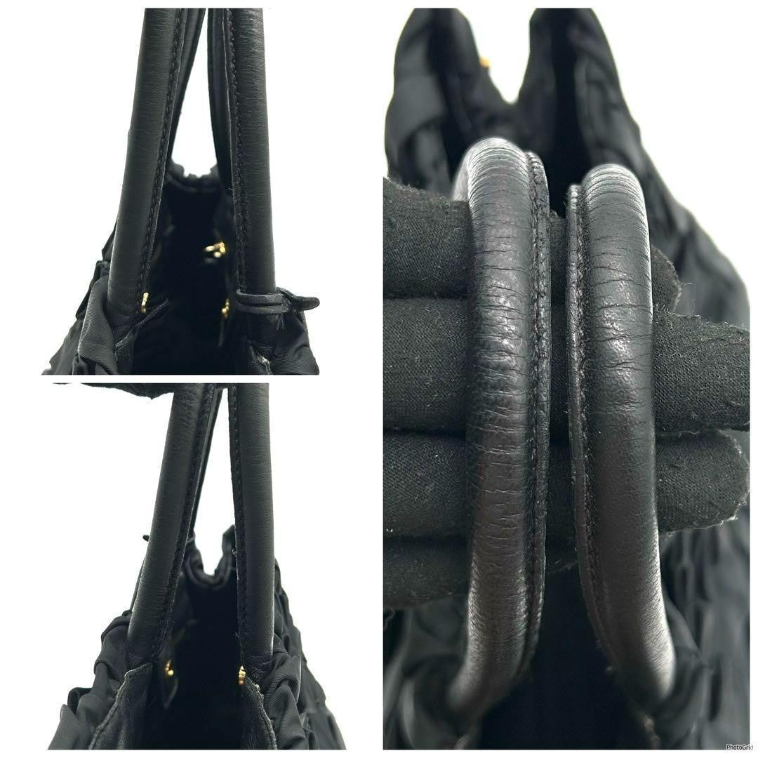PRADA Hand Bag Tote Purse Logo Black Authentic
