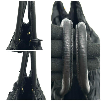 PRADA Hand Bag Tote Purse Logo Black Authentic