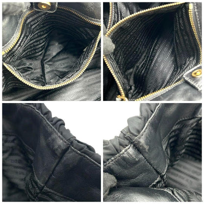 PRADA Hand Bag Tote Purse Logo Black Authentic