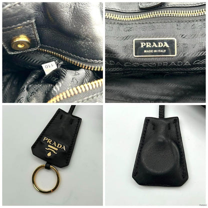 PRADA Hand Bag Tote Purse Logo Black Authentic