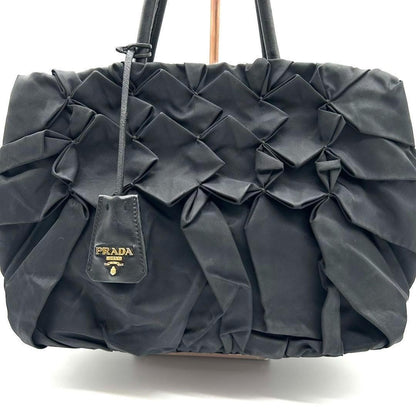 PRADA Hand Bag Tote Purse Logo Black Authentic