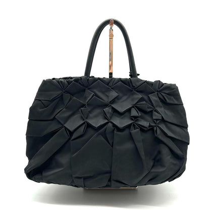 PRADA Hand Bag Tote Purse Logo Black Authentic