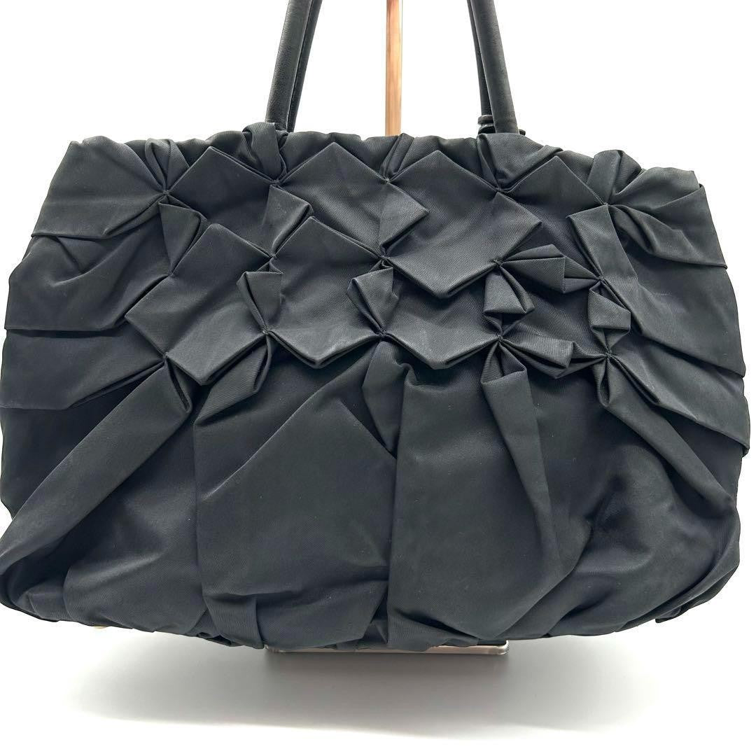 PRADA Hand Bag Tote Purse Logo Black Authentic