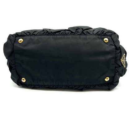 PRADA Hand Bag Tote Purse Logo Black Authentic