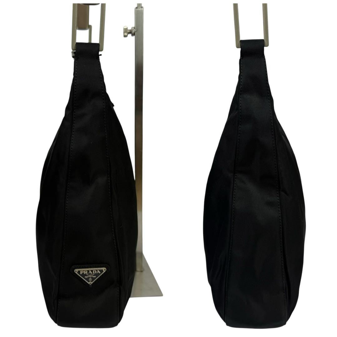 PRADA Hand Shoulder Bag Tote Purse Logo Nylon Black Authentic