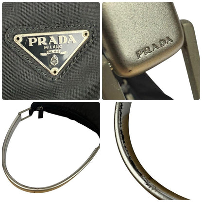 PRADA Hand Shoulder Bag Tote Purse Logo Nylon Black Authentic