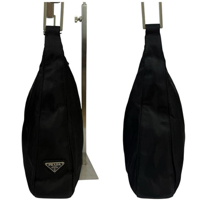 PRADA Hand Shoulder Bag Tote Purse Logo Nylon Black Authentic