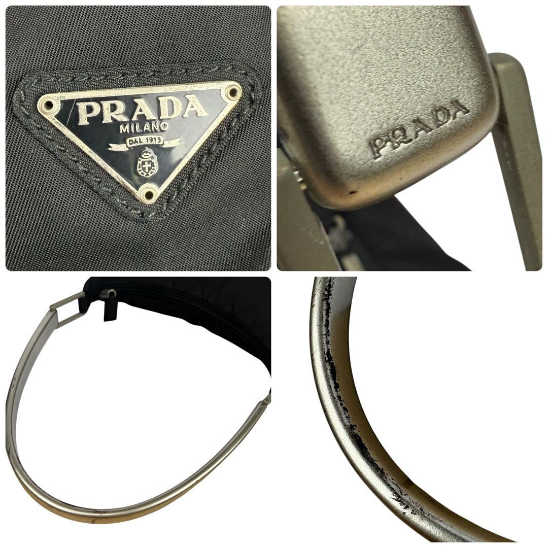 PRADA Hand Shoulder Bag Tote Purse Logo Nylon Black Authentic