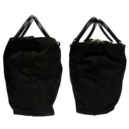 PRADA Mini Hand Bag Tote Purse Logo Nylon Leather Black Authentic