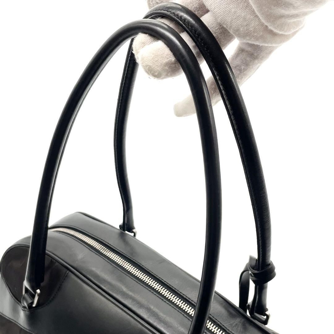 PRADA Mini Boston Hand Bag Tote Purse Logo Nylon Leather Black Brown Authentic