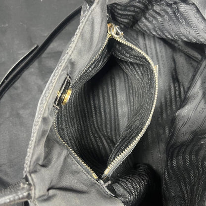 PRADA Hand Shoulder Bag Tote Purse 2way Leather Black Authentic