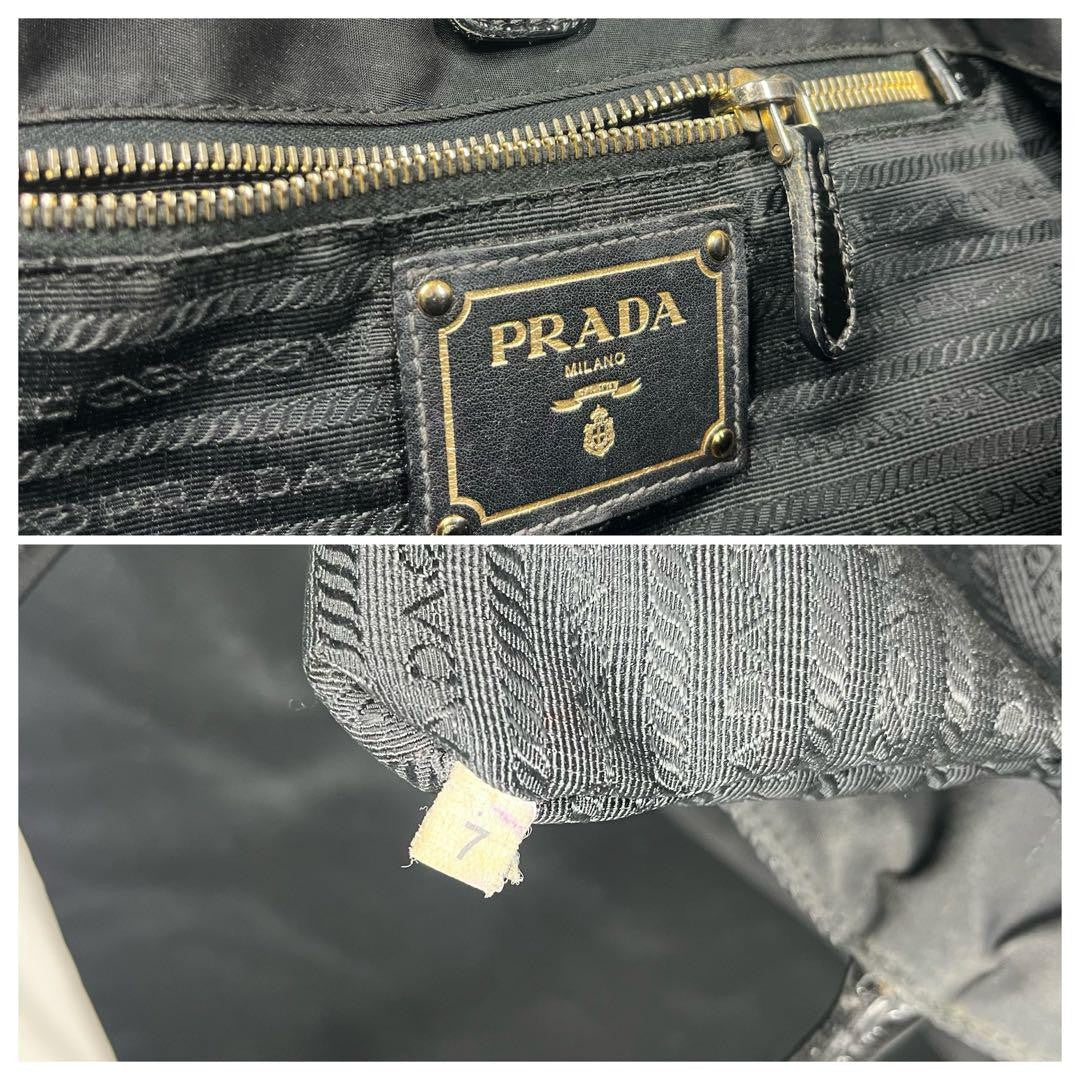 PRADA Hand Shoulder Bag Tote Purse 2way Leather Black Authentic