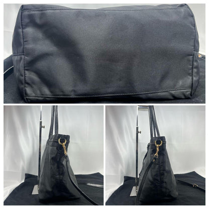 PRADA Hand Shoulder Bag Tote Purse 2way Leather Black Authentic