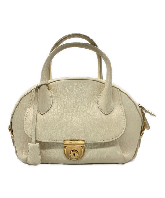 Salvatore Ferragamo Hand Shoulder Bag Tote Purse 2way Off White Authentic
