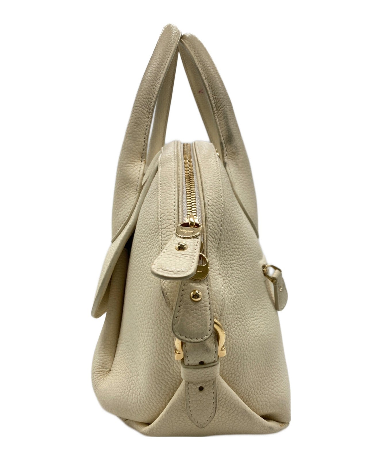 Salvatore Ferragamo Hand Shoulder Bag Tote Purse 2way Off White Authentic