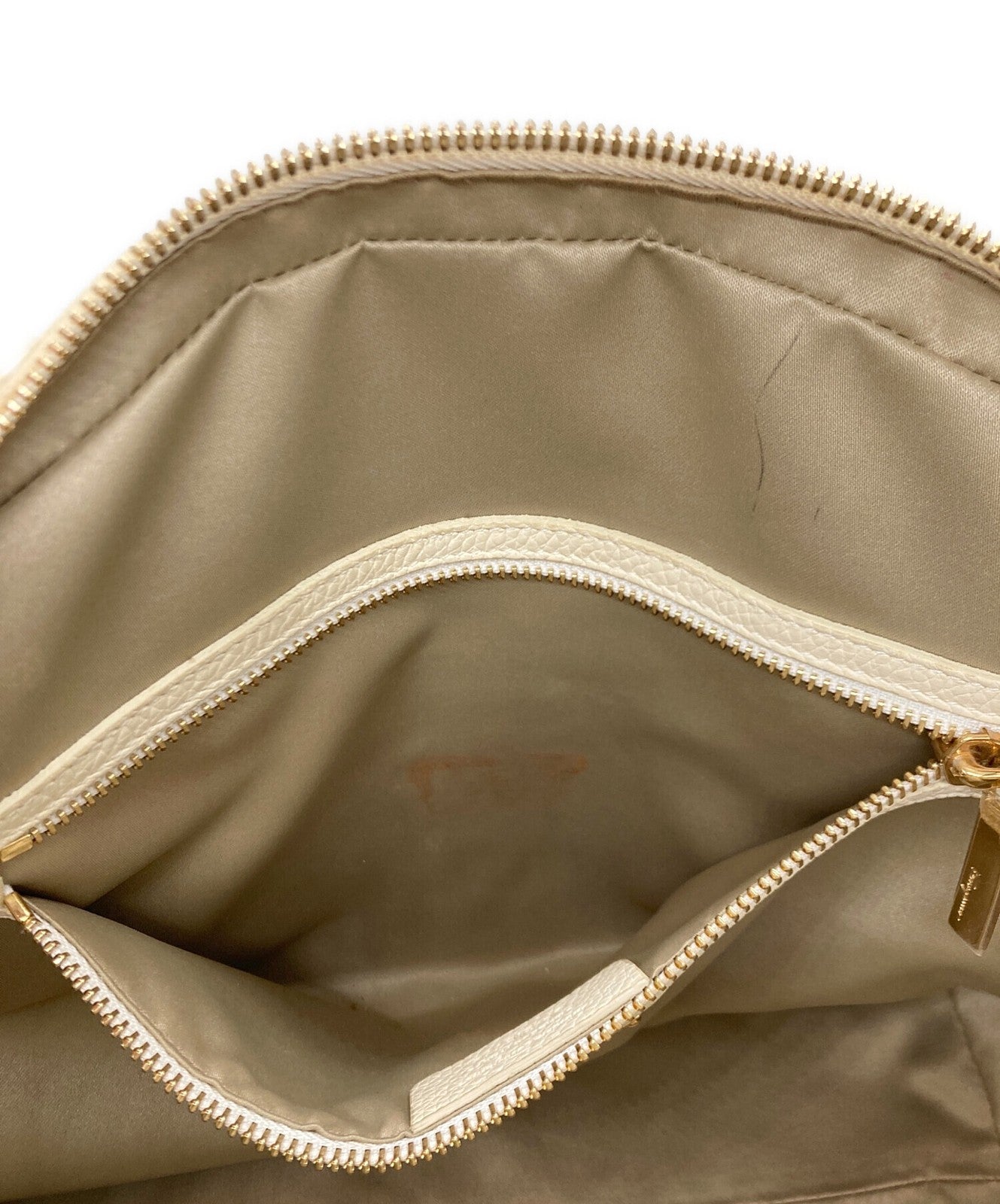 Salvatore Ferragamo Hand Shoulder Bag Tote Purse 2way Off White Authentic