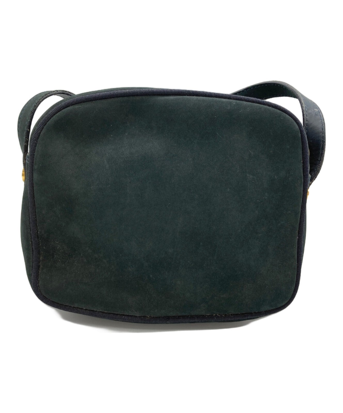 Salvatore Ferragamo Shoulder Bag Purse Vara Suede Navy Authentic