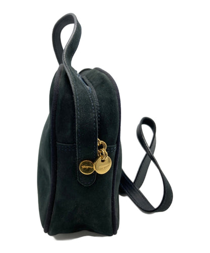 Salvatore Ferragamo Shoulder Bag Purse Vara Suede Navy Authentic