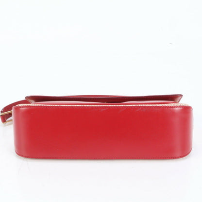 Salvatore Ferragamo Hand Shoulder Bag Tote Purse Gancini Leather Red Authentic