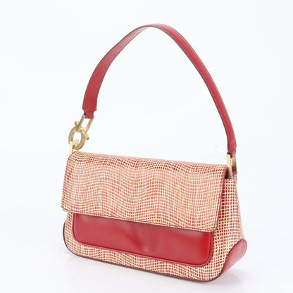 Salvatore Ferragamo Hand Shoulder Bag Tote Purse Gancini Leather Red Authentic