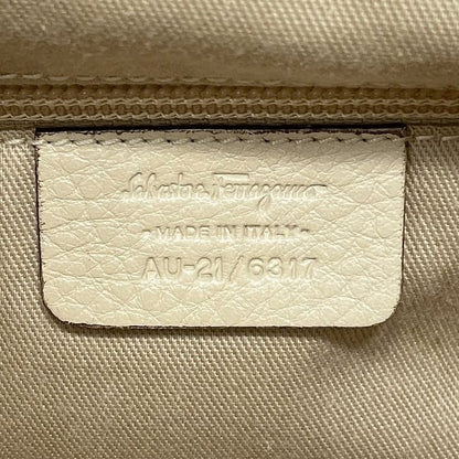 Salvatore Ferragamo Hand Bag Tote Purse Gancini Leather Beige Authentic