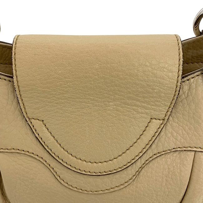 Salvatore Ferragamo Hand Bag Tote Purse Gancini Leather Beige Authentic