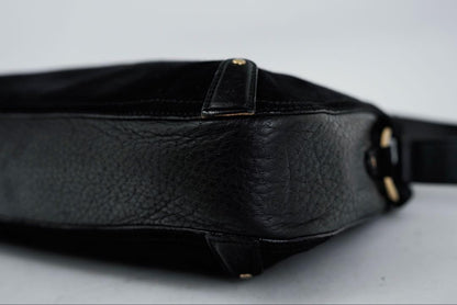 Salvatore Ferragamo Shoulder Bag Purse Gancini Suede Leather Black Authentic