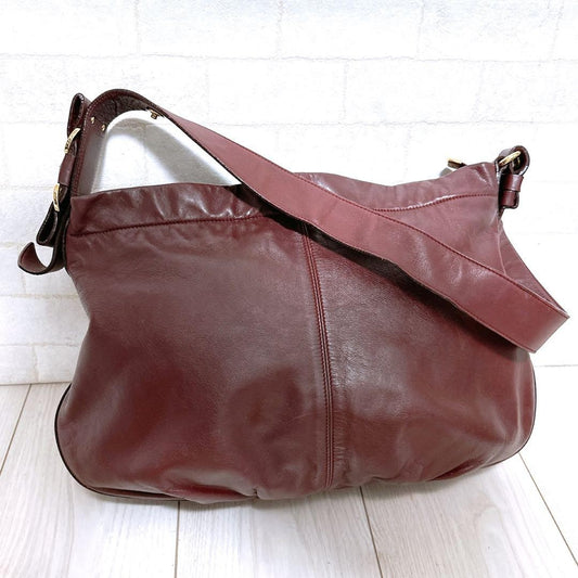 Salvatore Ferragamo Hand Bag Tote Purse Leather Bordeaux Authentic