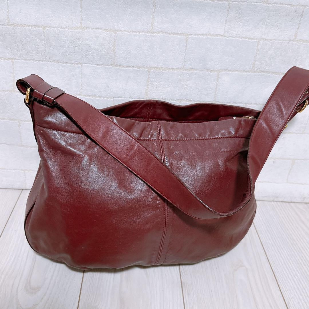 Salvatore Ferragamo Hand Bag Tote Purse Leather Bordeaux Authentic