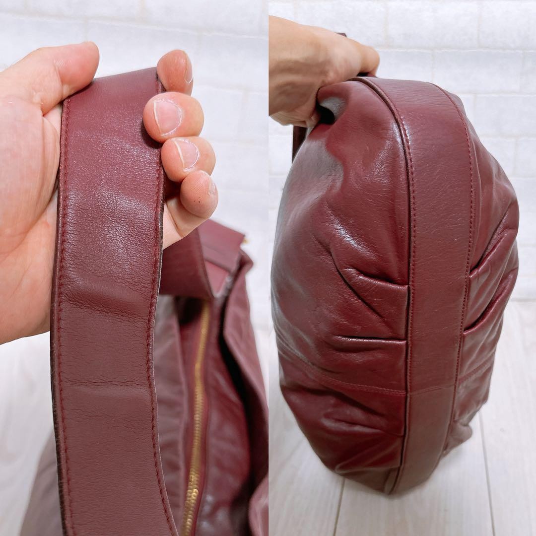 Salvatore Ferragamo Hand Bag Tote Purse Leather Bordeaux Authentic