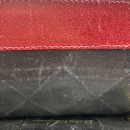 Salvatore Ferragamo Shoulder Bag Purse Suede Leather Red Authentic