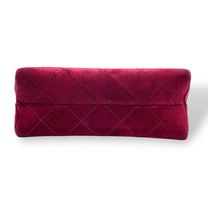Salvatore Ferragamo Shoulder Bag Purse Suede Leather Red Authentic
