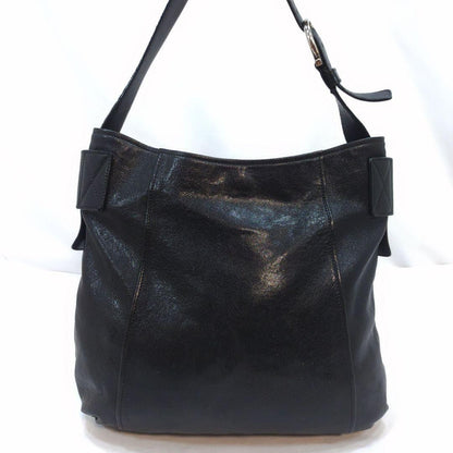 Salvatore Ferragamo Shoulder Bag Purse Gancini Leather Black Authentic