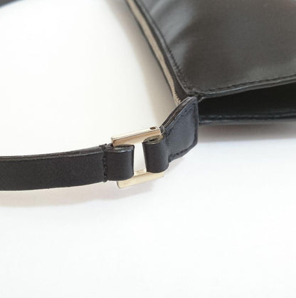 Salvatore Ferragamo Accessory Pouch Hand Bag Tote Purse Leather Black Authentic