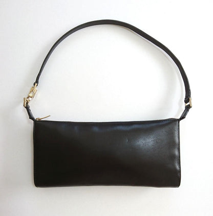 Salvatore Ferragamo Accessory Pouch Hand Bag Tote Purse Leather Black Authentic
