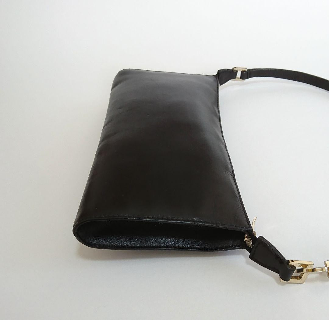 Salvatore Ferragamo Accessory Pouch Hand Bag Tote Purse Leather Black Authentic