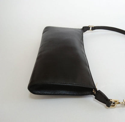 Salvatore Ferragamo Accessory Pouch Hand Bag Tote Purse Leather Black Authentic