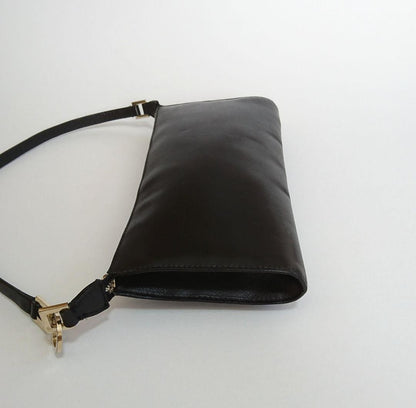 Salvatore Ferragamo Accessory Pouch Hand Bag Tote Purse Leather Black Authentic