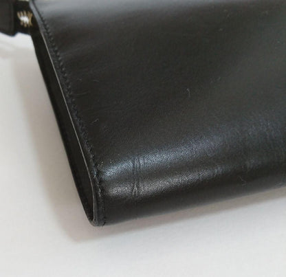 Salvatore Ferragamo Accessory Pouch Hand Bag Tote Purse Leather Black Authentic