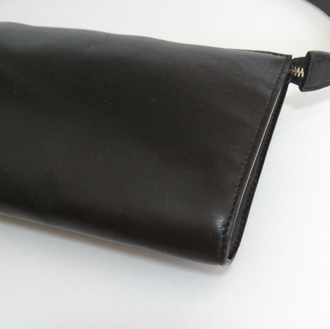 Salvatore Ferragamo Accessory Pouch Hand Bag Tote Purse Leather Black Authentic