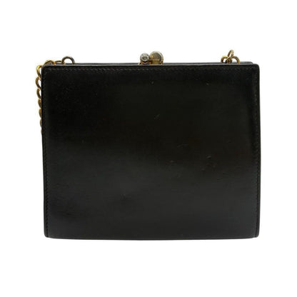 Salvatore Ferragamo Shoulder Bag Purse Vara Ribbon Chain Black Navy Authentic