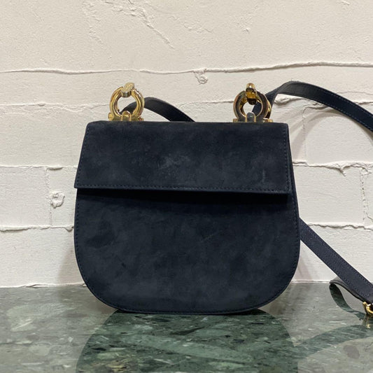 Salvatore Ferragamo Shoulder Bag Purse Gancini Suede Leather Authentic