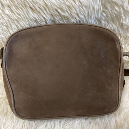 Salvatore Ferragamo Shoulder Bag Purse Gancini Suede Brown Authentic