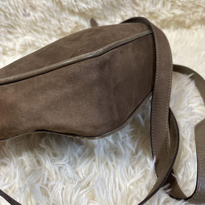 Salvatore Ferragamo Shoulder Bag Purse Gancini Suede Brown Authentic