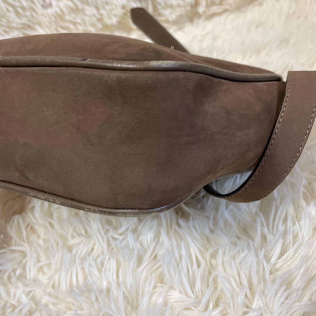 Salvatore Ferragamo Shoulder Bag Purse Gancini Suede Brown Authentic