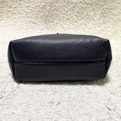 Salvatore Ferragamo Hand Bag Tote Purse Gancini Leather Black Authentic
